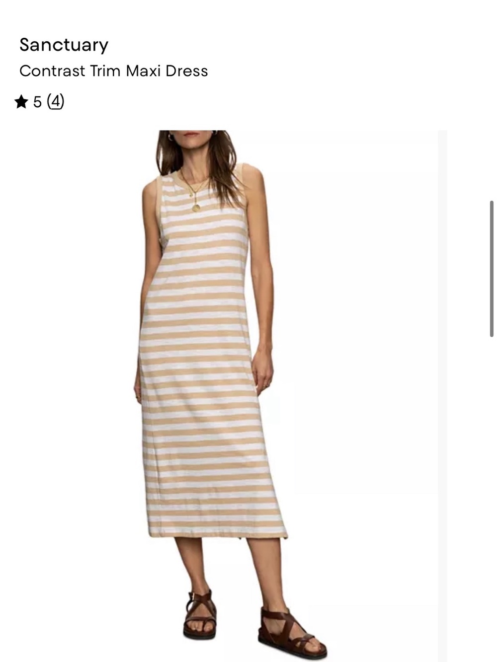 Sanctuary Sleeveless Striped Maxi Dress in Beige & White